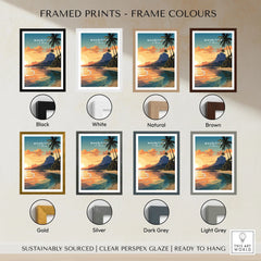 Le Morne Mauritius Poster framed print frame colour options: black, white, natural, brown, gold, silver, dark grey and light grey