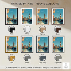 London Wall Art Print framed print frame colour options: black, white, natural, brown, gold, silver, dark grey and light grey