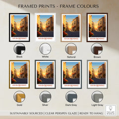 Aix-en-Provence Wall Art framed print frame colour options: black, white, natural, brown, gold, silver, dark grey and light grey