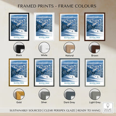 Beaver Creek Colorado Winter Wonderland Wall Art - Group Skiing Landscape framed print frame colour options: black, white, natural, brown, gold, silver, dark grey and light grey