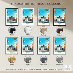 Berlin Wall Art Modern framed print frame colour options: black, white, natural, brown, gold, silver, dark grey and light grey
