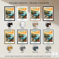 Cornwall Art Print - Modern framed print frame colour options: black, white, natural, brown, gold, silver, dark grey and light grey