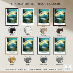 Costa Rica Wall Art | Modern Style framed print frame colour options: black, white, natural, brown, gold, silver, dark grey and light grey