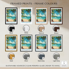 Dominican Republic Poster framed print frame colour options: black, white, natural, brown, gold, silver, dark grey and light grey