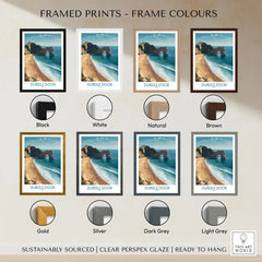 Durdle Door Art Print Dorset Wall Art framed print frame colour options: black, white, natural, brown, gold, silver, dark grey and light grey