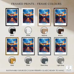 Hakone Wall Art - Japan Travel Poster framed print frame colour options: black, white, natural, brown, gold, silver, dark grey and light grey