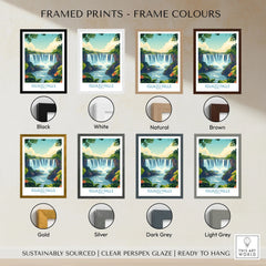 Iguazu Falls Poster Argentina framed print frame colour options: black, white, natural, brown, gold, silver, dark grey and light grey
