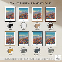La Paz Bolivia Urban Landscape Wall Art - South American City Print framed print frame colour options: black, white, natural, brown, gold, silver, dark grey and light grey