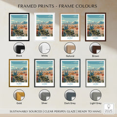 La Paz Bolivia Wall Art Poster - Bolivian Capital Travel Decor framed print frame colour options: black, white, natural, brown, gold, silver, dark grey and light grey
