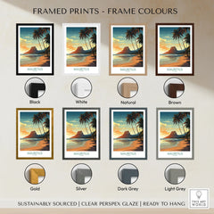 Mauritius Le Morne Print framed print frame colour options: black, white, natural, brown, gold, silver, dark grey and light grey