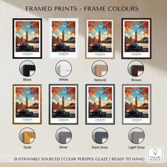 London Wall Art Print - Modern framed print frame colour options: black, white, natural, brown, gold, silver, dark grey and light grey