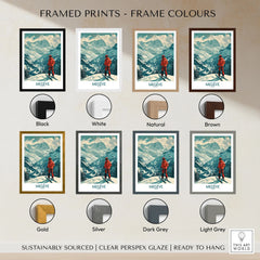 Megève Wall Art - France framed print frame colour options: black, white, natural, brown, gold, silver, dark grey and light grey