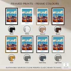 Munich Travel Poster framed print frame colour options: black, white, natural, brown, gold, silver, dark grey and light grey