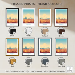 Munich Print Germany framed print frame colour options: black, white, natural, brown, gold, silver, dark grey and light grey