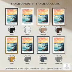 Niagara Falls Poster framed print frame colour options: black, white, natural, brown, gold, silver, dark grey and light grey