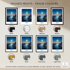 Paros Poster Greece framed print frame colour options: black, white, natural, brown, gold, silver, dark grey and light grey