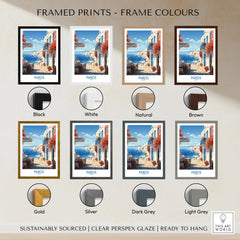 Paros Wall Art Greece framed print frame colour options: black, white, natural, brown, gold, silver, dark grey and light grey