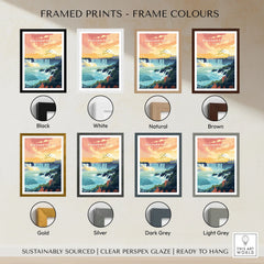 Niagara Falls Print framed print frame colour options: black, white, natural, brown, gold, silver, dark grey and light grey