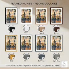 Prague Wall Art framed print frame colour options: black, white, natural, brown, gold, silver, dark grey and light grey