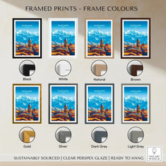 Santiago Travel Print - Chile Poster framed print frame colour options: black, white, natural, brown, gold, silver, dark grey and light grey