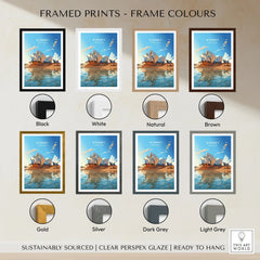 Sydney Poster Australia framed print frame colour options: black, white, natural, brown, gold, silver, dark grey and light grey