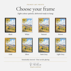 Aspen golden aspen trees and mountains watercolour art print, frame colour options for the framed print
