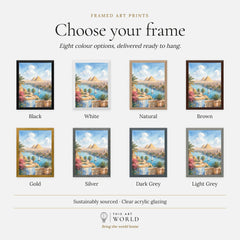Cairo Pyramids of Giza and the Nile watercolour art print, frame colour options for the framed print