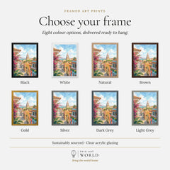Cartagena colonial old town street watercolour art print, frame colour options for the framed print