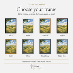 Chilterns rolling chalk hills watercolour art print, frame colour options for the framed print