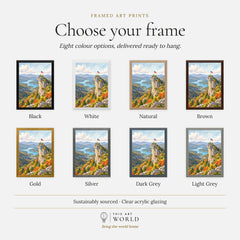 Chimney Rock State Park Chimney Rock above Lake Lure watercolour art print, frame colour options for the framed print