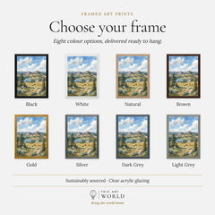 Custer State Park bison grazing below the Black Hills watercolour art print, frame colour options for the framed print