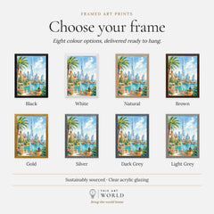 Dubai Burj Khalifa skyline watercolour art print, frame colour options for the framed print