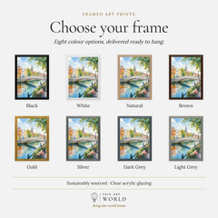 Dublin Ha'penny Bridge on the Liffey watercolour art print, frame colour options for the framed print