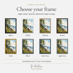 Ecola State Park Cannon Beach sea stacks watercolour art print, frame colour options for the framed print