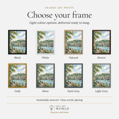 Greenwich Old Royal Naval College and Thames watercolour art print, frame colour options for the framed print