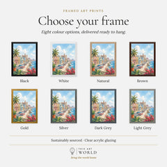 Havana Malecón seafront and classic cars watercolour art print, frame colour options for the framed print