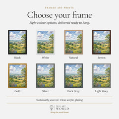 Howardian Hills Castle Howard parkland watercolour art print, frame colour options for the framed print