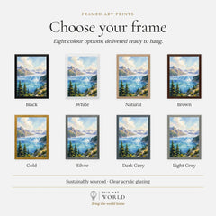 Kenai Fjords National Park tidewater glacier and fjord watercolour art print, frame colour options for the framed print