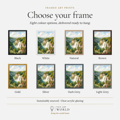 Letchworth State Park waterfall in the gorge watercolour art print, frame colour options for the framed print