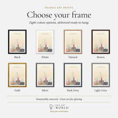 Liverpool city skyline art print, frame colour options for the framed print