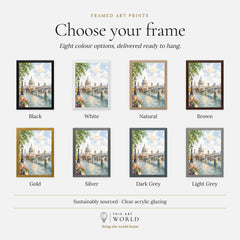 London St Paul's Cathedral and Millennium Bridge watercolour art print, frame colour options for the framed print
