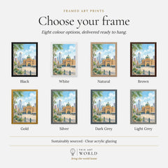 Melbourne Flinders Street Station and tram watercolour art print, frame colour options for the framed print