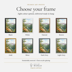 New River Gorge National Park New River Gorge Bridge watercolour art print, frame colour options for the framed print