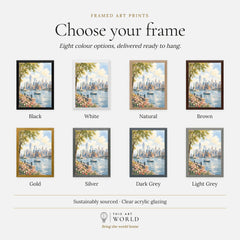 New York Statue of Liberty and Manhattan skyline watercolour art print, frame colour options for the framed print