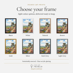 Nidderdale Brimham Rocks watercolour art print, frame colour options for the framed print