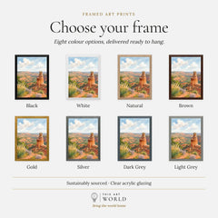 Palo Duro Canyon State Park Lighthouse rock formation watercolour art print, frame colour options for the framed print
