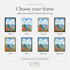 Rio de Janeiro Christ the Redeemer and Sugarloaf watercolour art print, frame colour options for the framed print