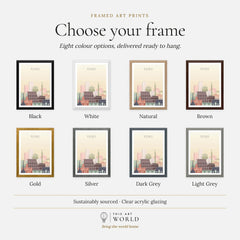 Rome city skyline art print, frame colour options for the framed print