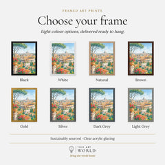 Rome Colosseum and St Peter's dome watercolour art print, frame colour options for the framed print