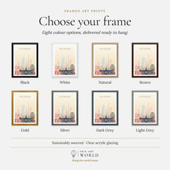 Rotterdam city skyline art print, frame colour options for the framed print